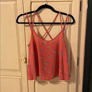 Peach flowy tank